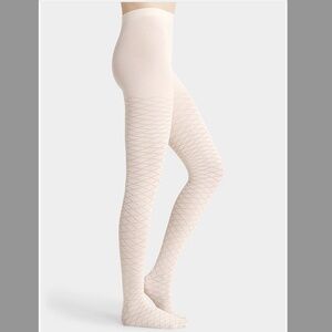 Off white cream touch of cashmere diamond tights made in Italy NWT